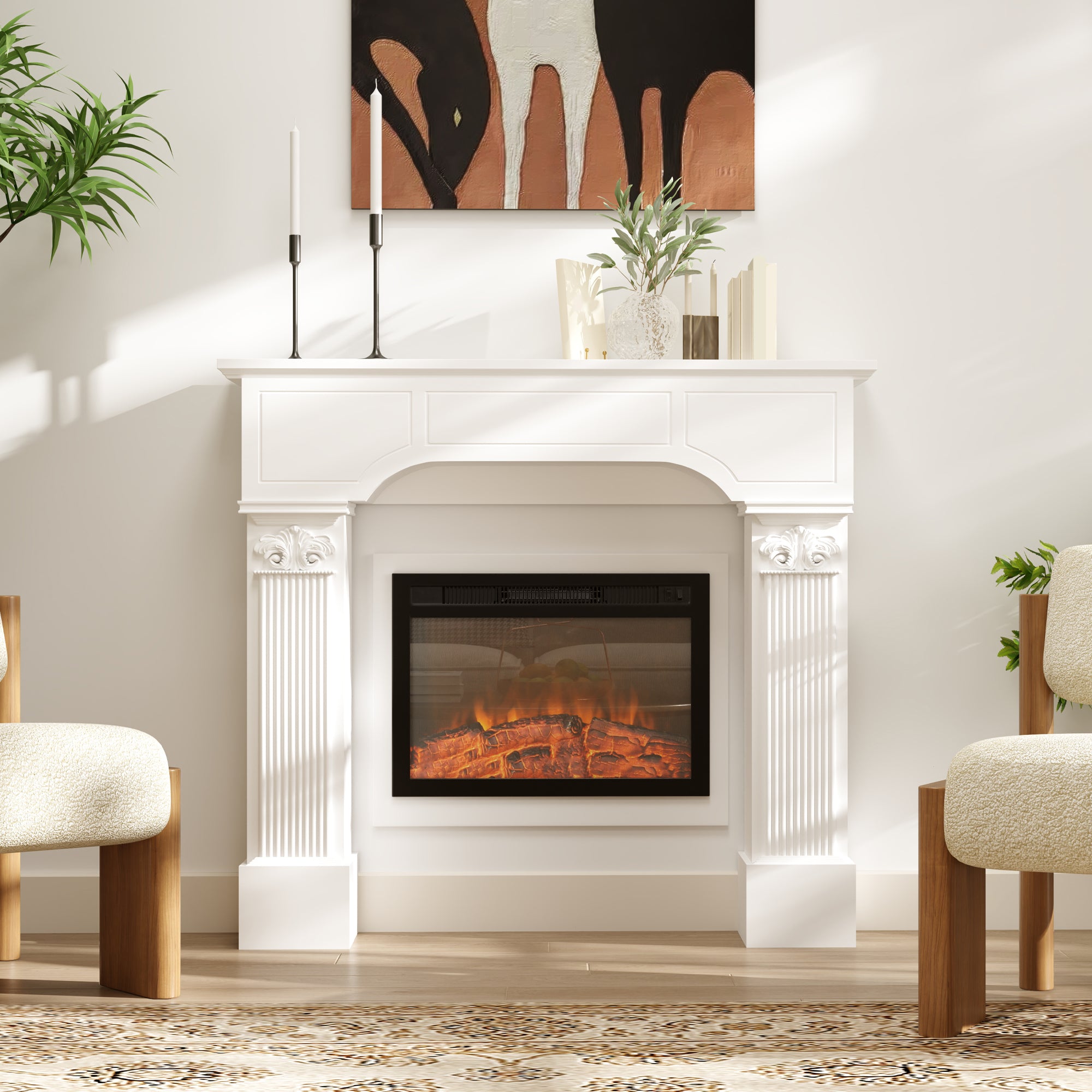 Baroque Freestanding Fireplace Mantle Surround 43.3" W x 42.8" H