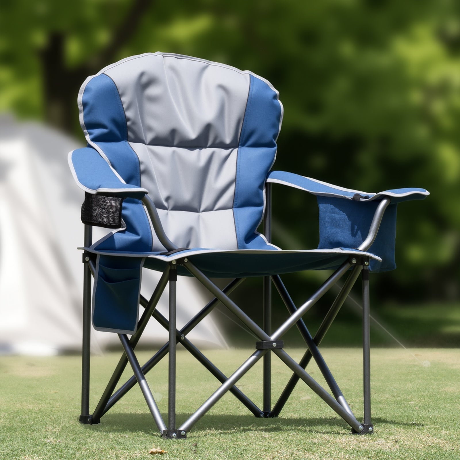 Oversized Folding Camping Chair with Cooler Bag