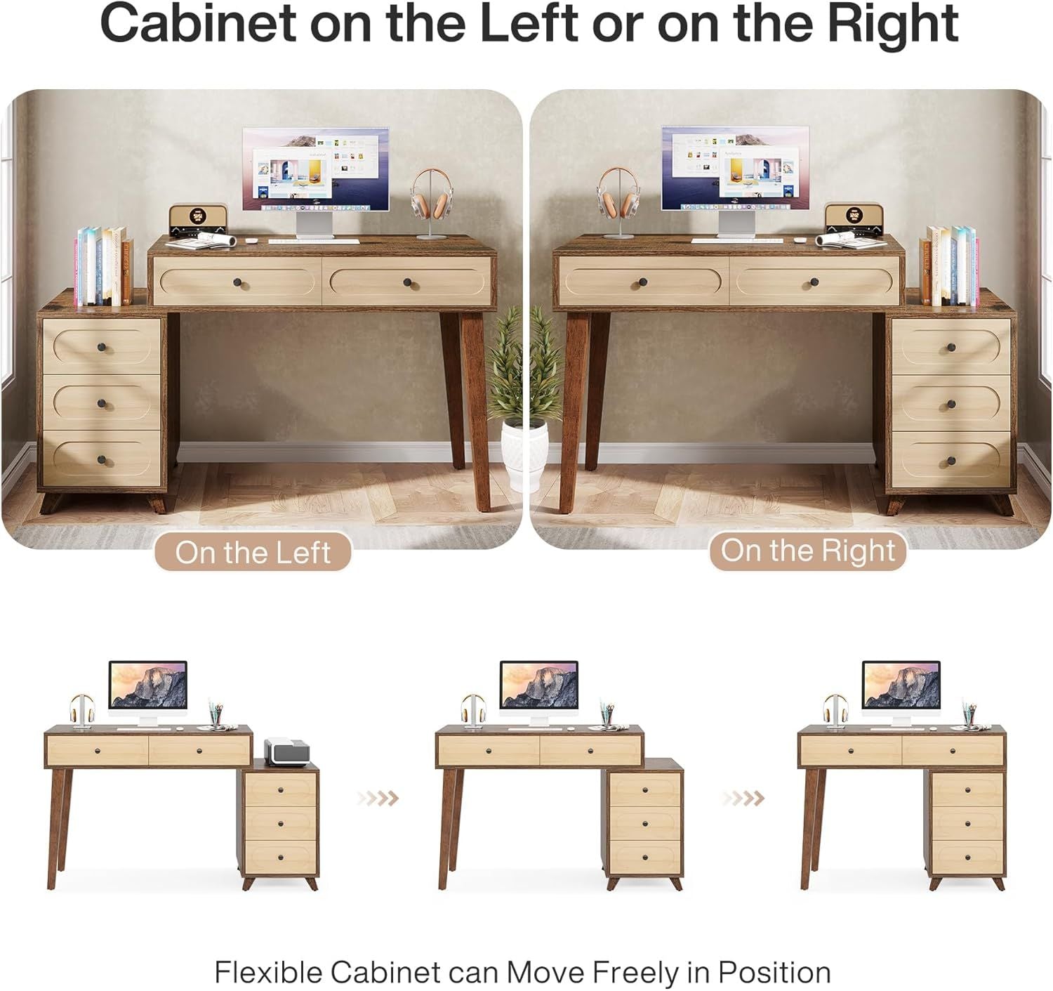 Home Office Computer Desk with Storage Shelves