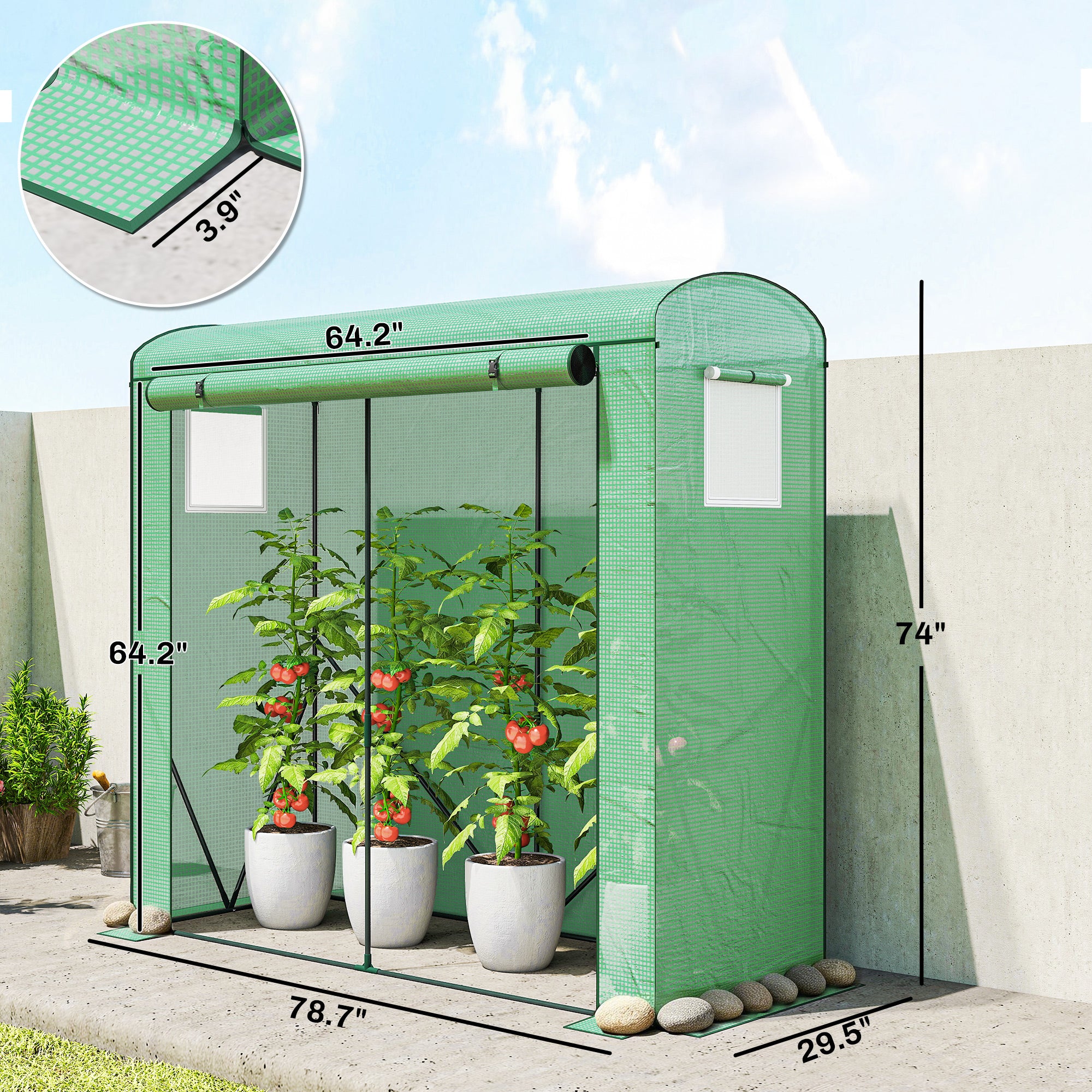 Portable Greenhouse 78.7" x 29.5" x 74" PE Cover