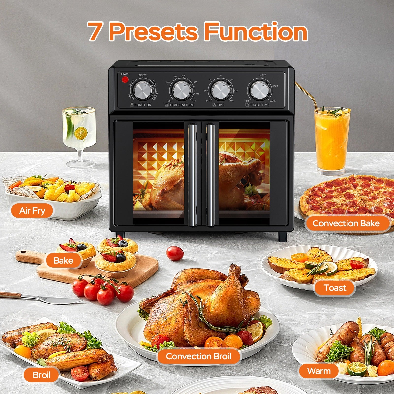 29.5 QT Air Fryer Convection Toaster Oven, French Door