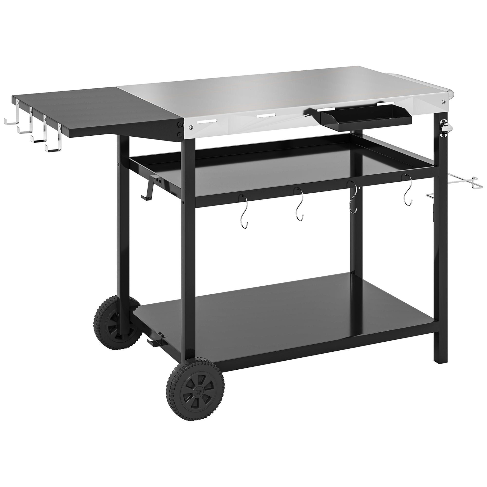 Outdoor Bar Cart Grill Table Stainless Steel Wheeled