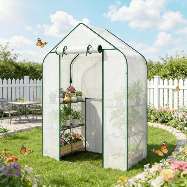 Raised Garden Bed With Attached Mini Greenhouse Cover