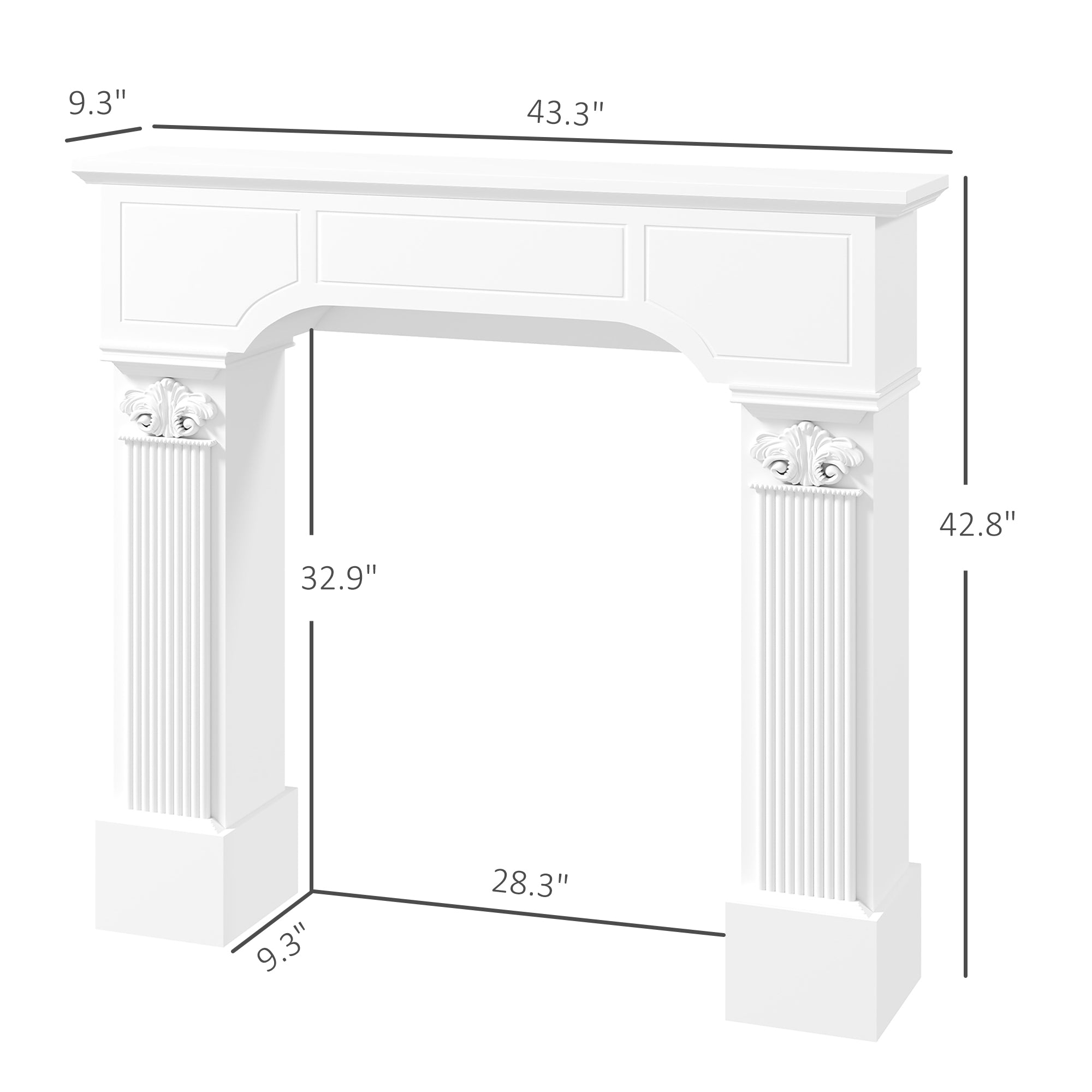 Baroque Freestanding Fireplace Mantle Surround 43.3" W x 42.8" H