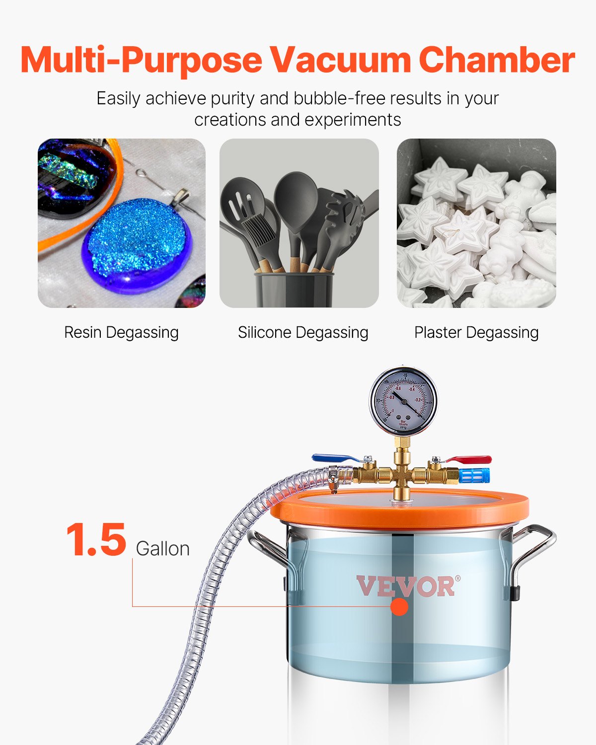 1.5 Gallon Vacuum Chamber Degassing Kit 3.5CFM
