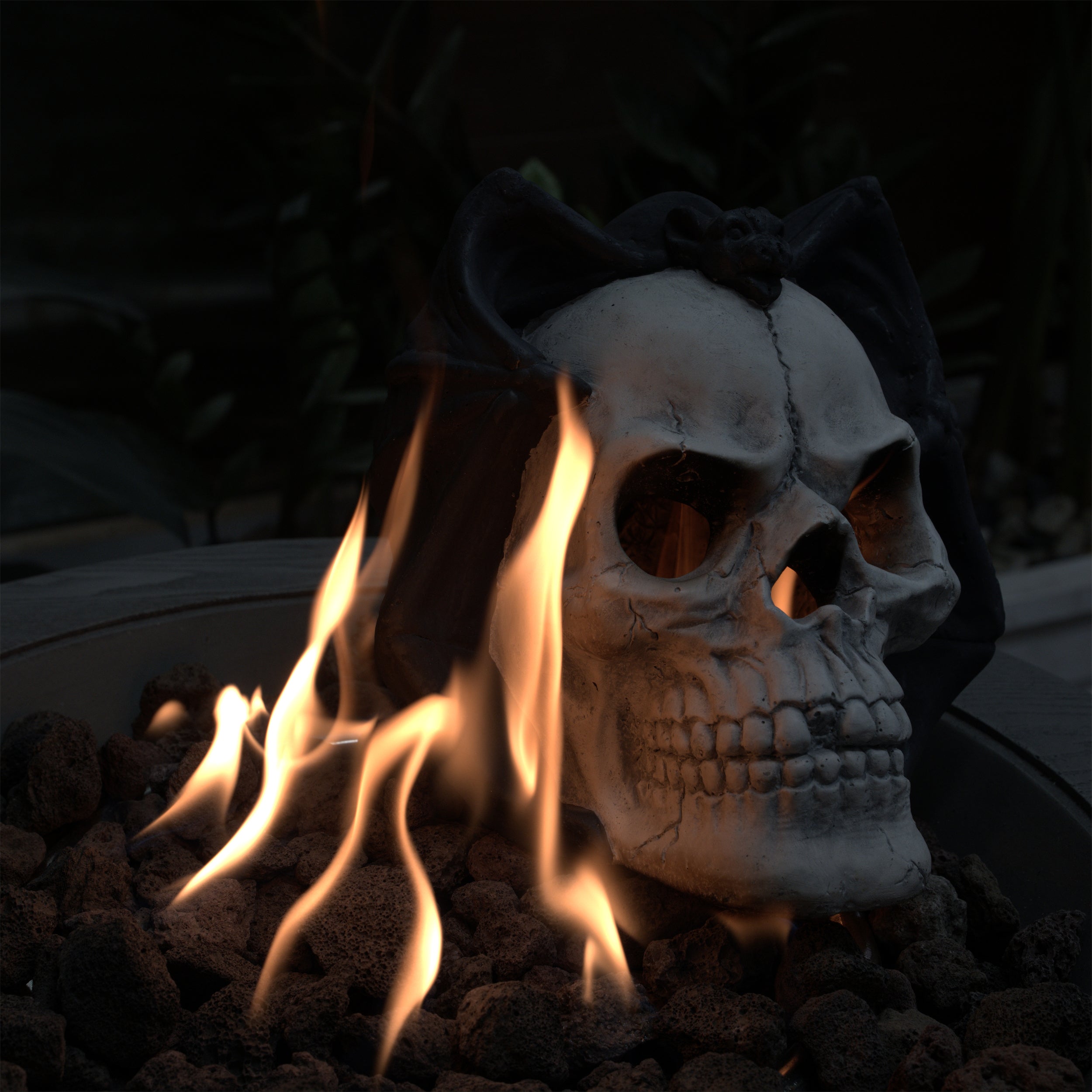 Demon Skull Gas Log for Fire Pit & Fireplace