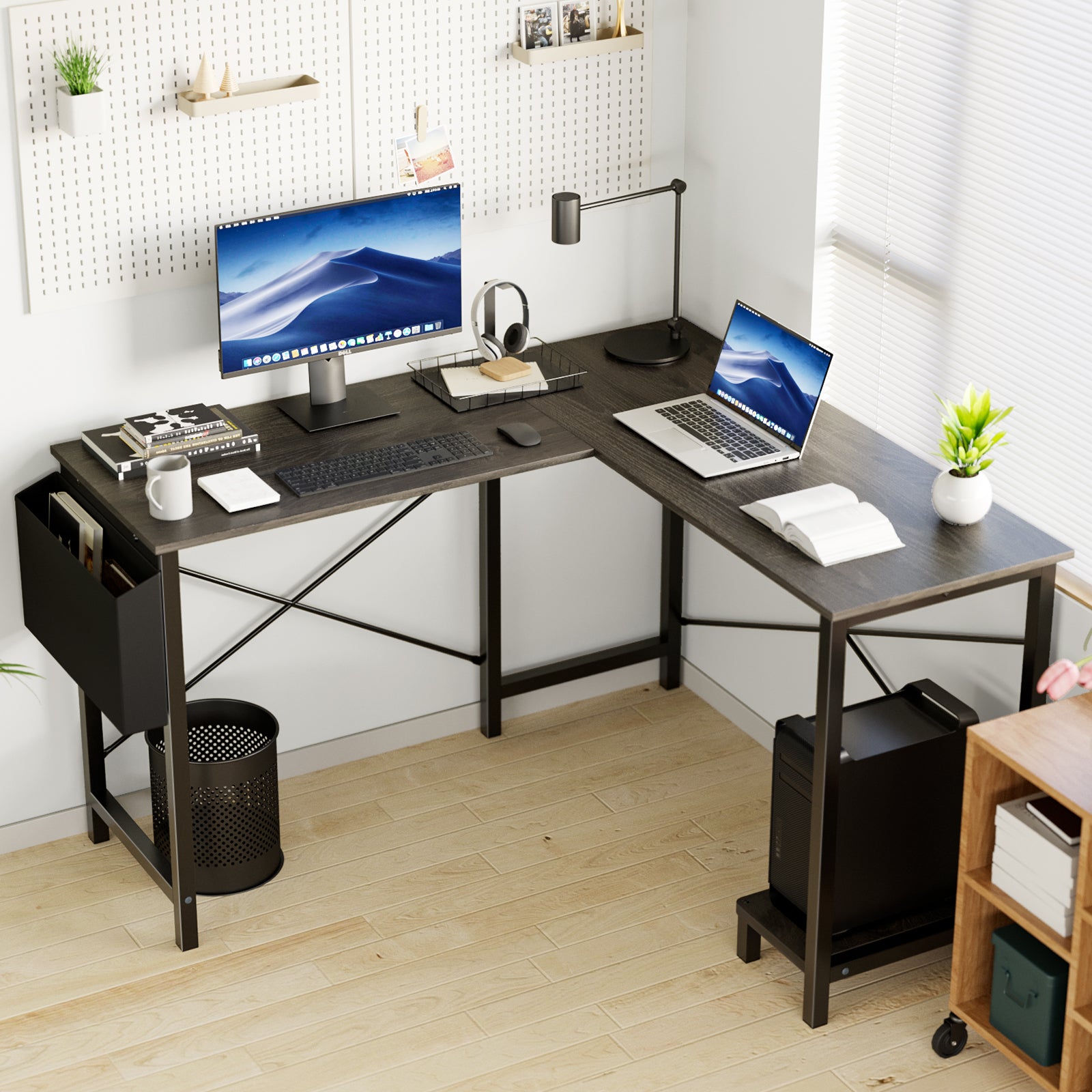 L-Shaped Computer Desk with Storage
