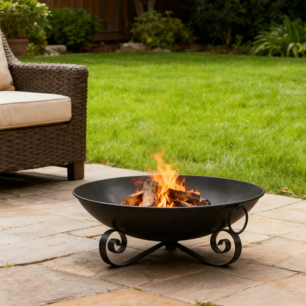 24 Inch Heavy-Duty Metal Fire Pit Bowl with Handles
