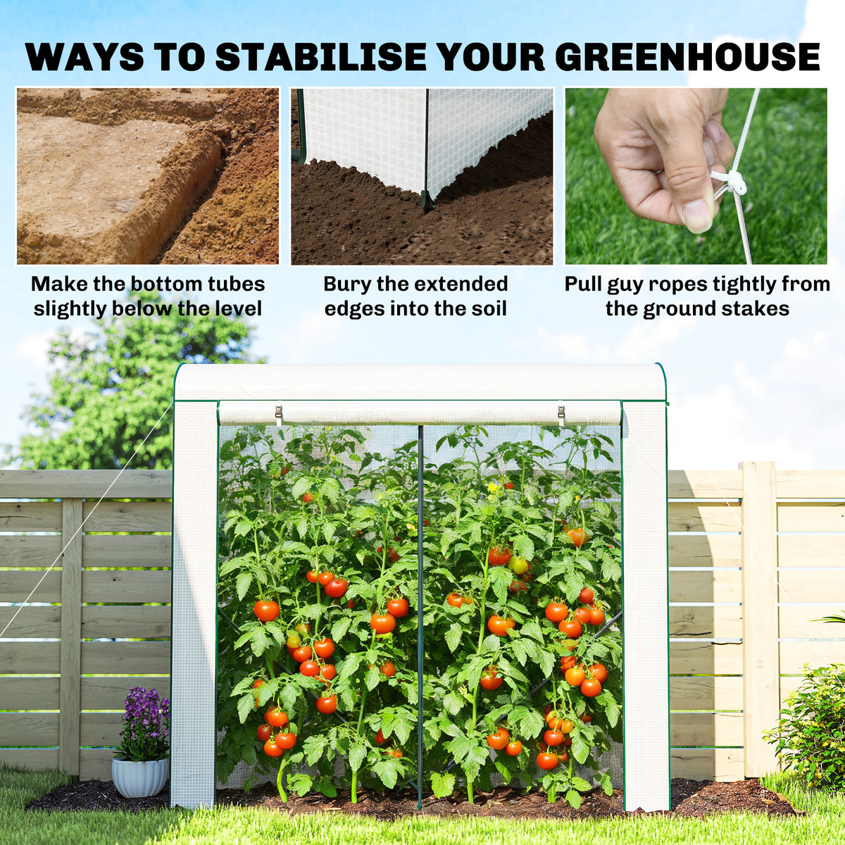 Portable Greenhouse Roll-Up Door 78.7x29.5x74 White