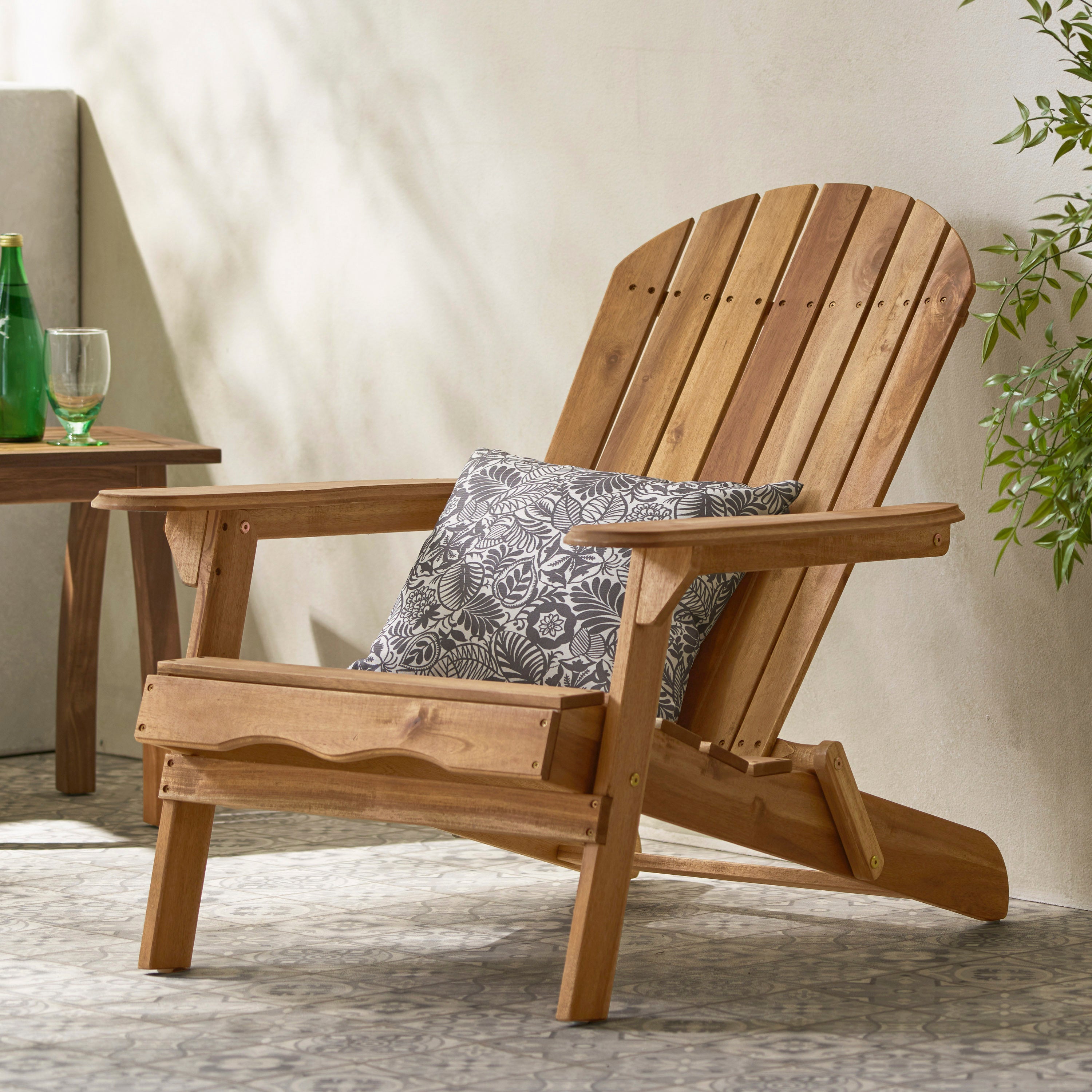 Folding Teak Adirondack Chair with Wide Armrests