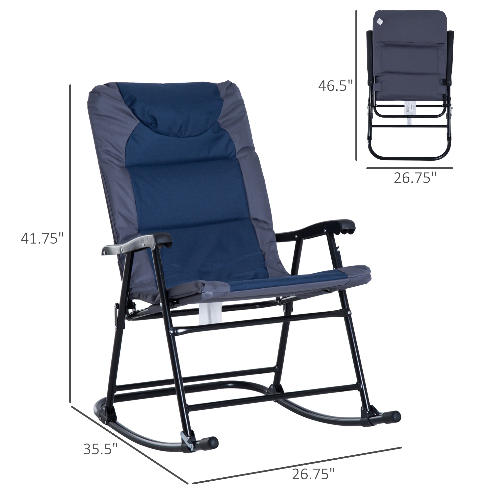 2-Piece Folding Padded Rocking Chair Bistro Patio Set