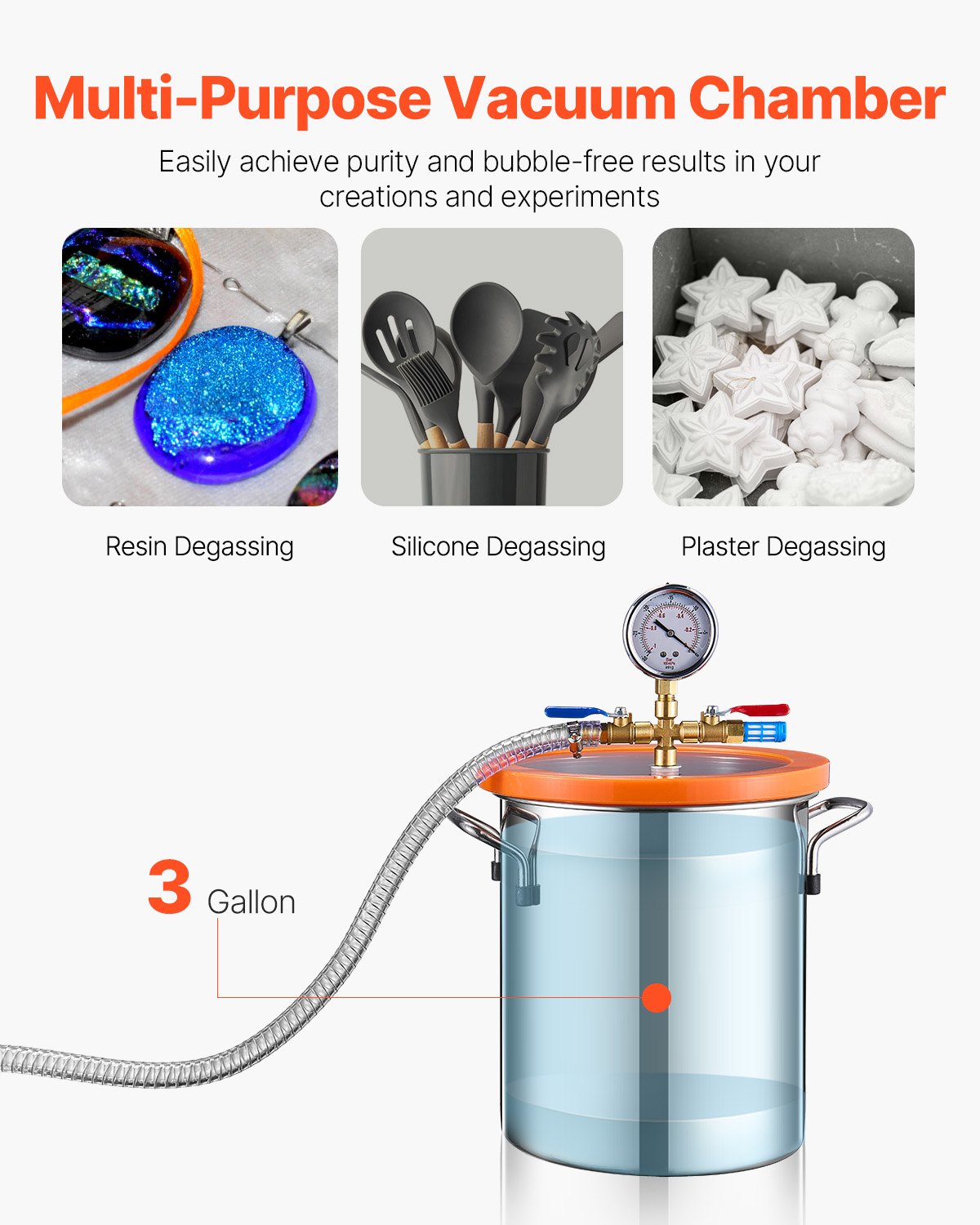 1.5 Gallon Vacuum Chamber with 3.5CFM Single Stage Pump