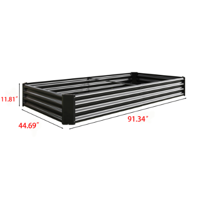 Metal Raised Garden Bed 7.6x3.7x0.98ft Black