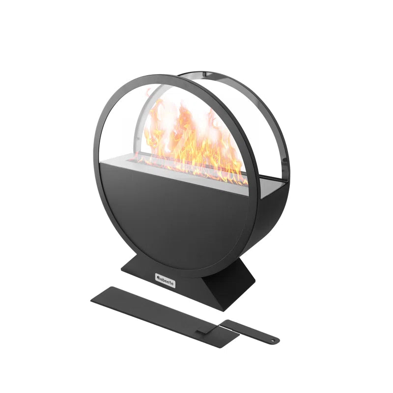 13.7" x 15.7" Round Black Bioethanol Fireplace