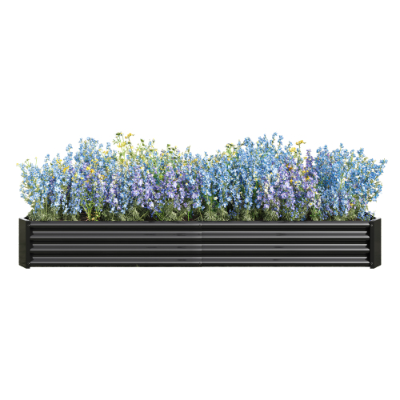 Metal Raised Garden Bed 7.6x3.7x0.98ft Black