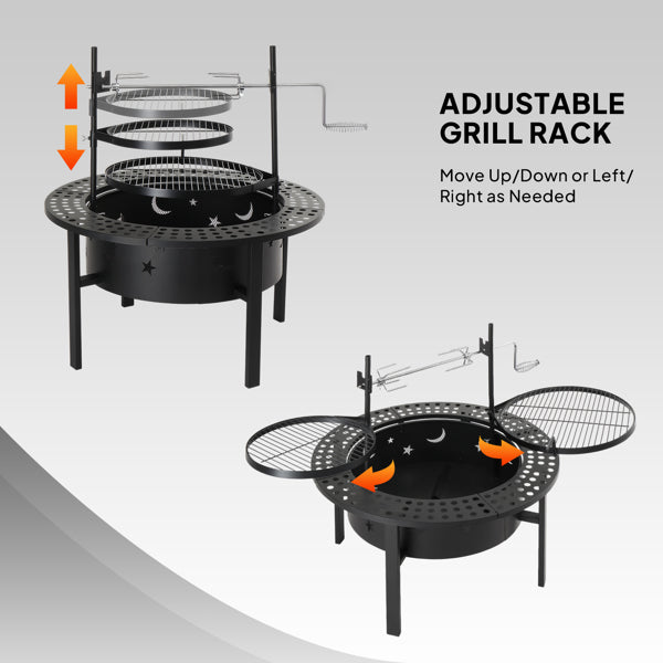 33 Inch Outdoor Fire Pit With 2 Cooking Grills