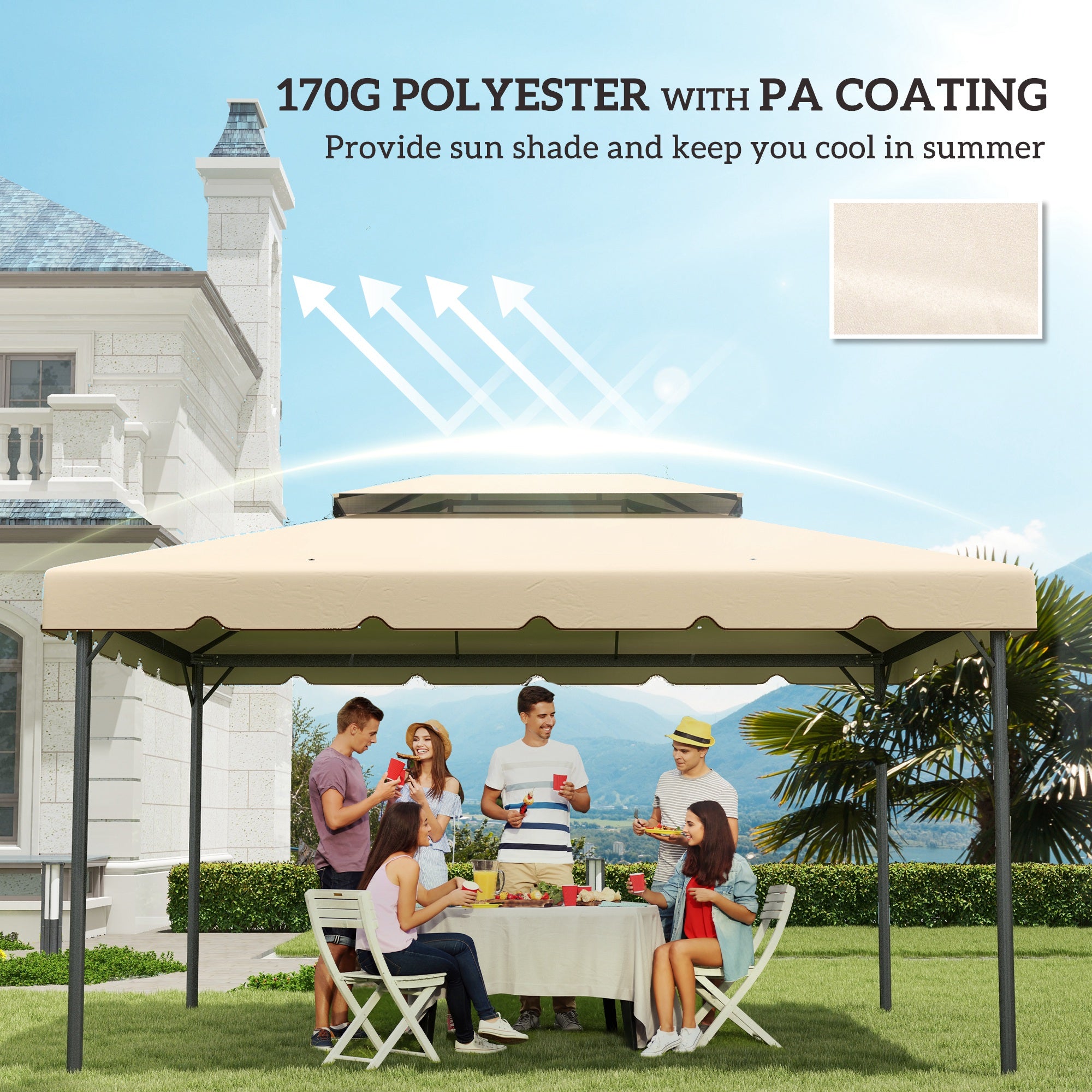 13 x 10 Gazebo Replacement Canopy Top Double Vented Roof