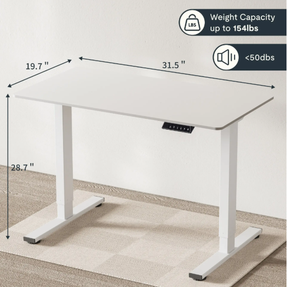 Electric Standing Desk Adjustable Height Single Piece