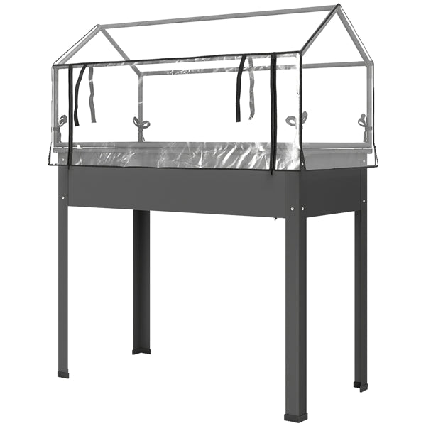 Raised Garden Bed with Hinged Greenhouse Cover