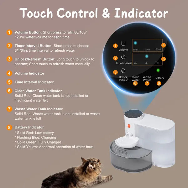 Smart Pet Water Fountain 3L Cordless Rechargeable