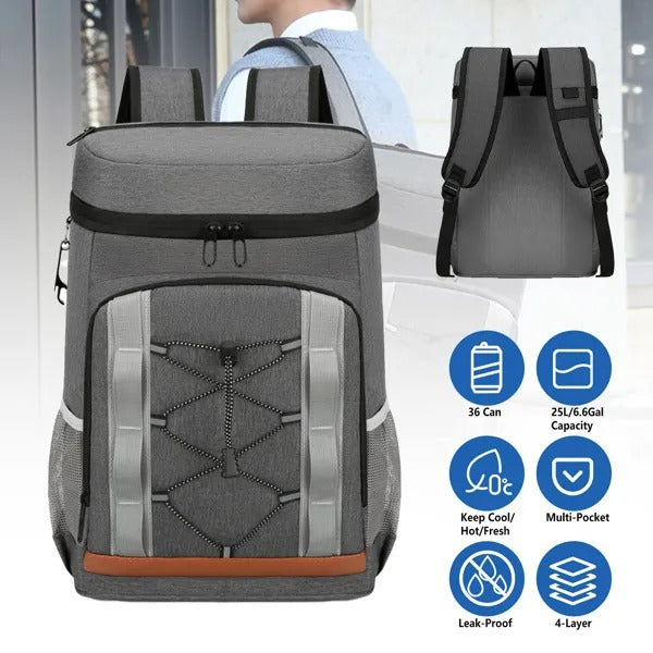 36 Can Leakproof Insulated Cooler Backpack 25L