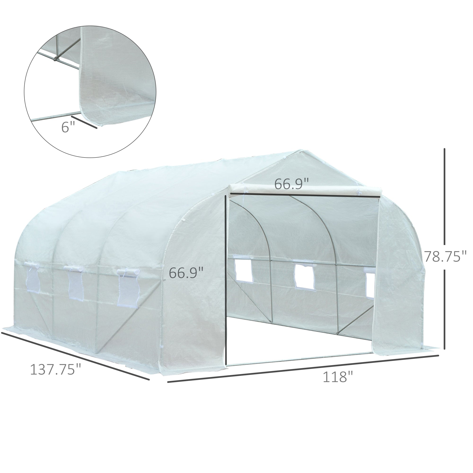 11.5x10x6.5 Walk-in Greenhouse with Roll-up Windows