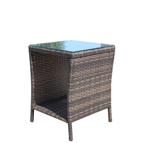 Outdoor Patio Coffee Table with Tempered Glass Top