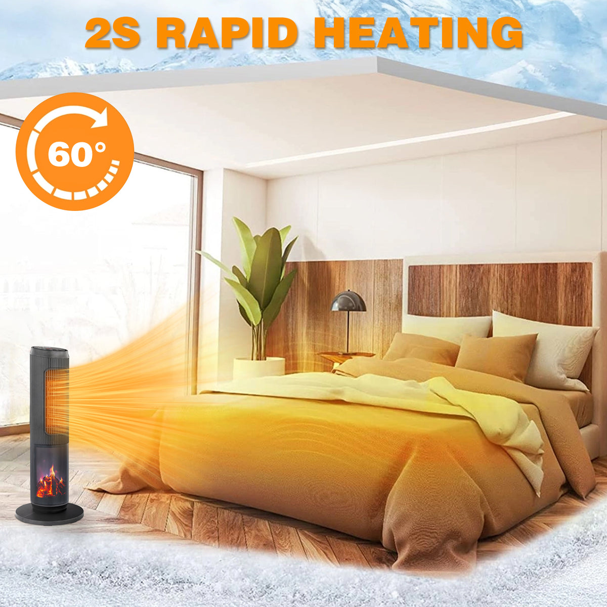 25 Inch Tower Space Heater with Remote Control