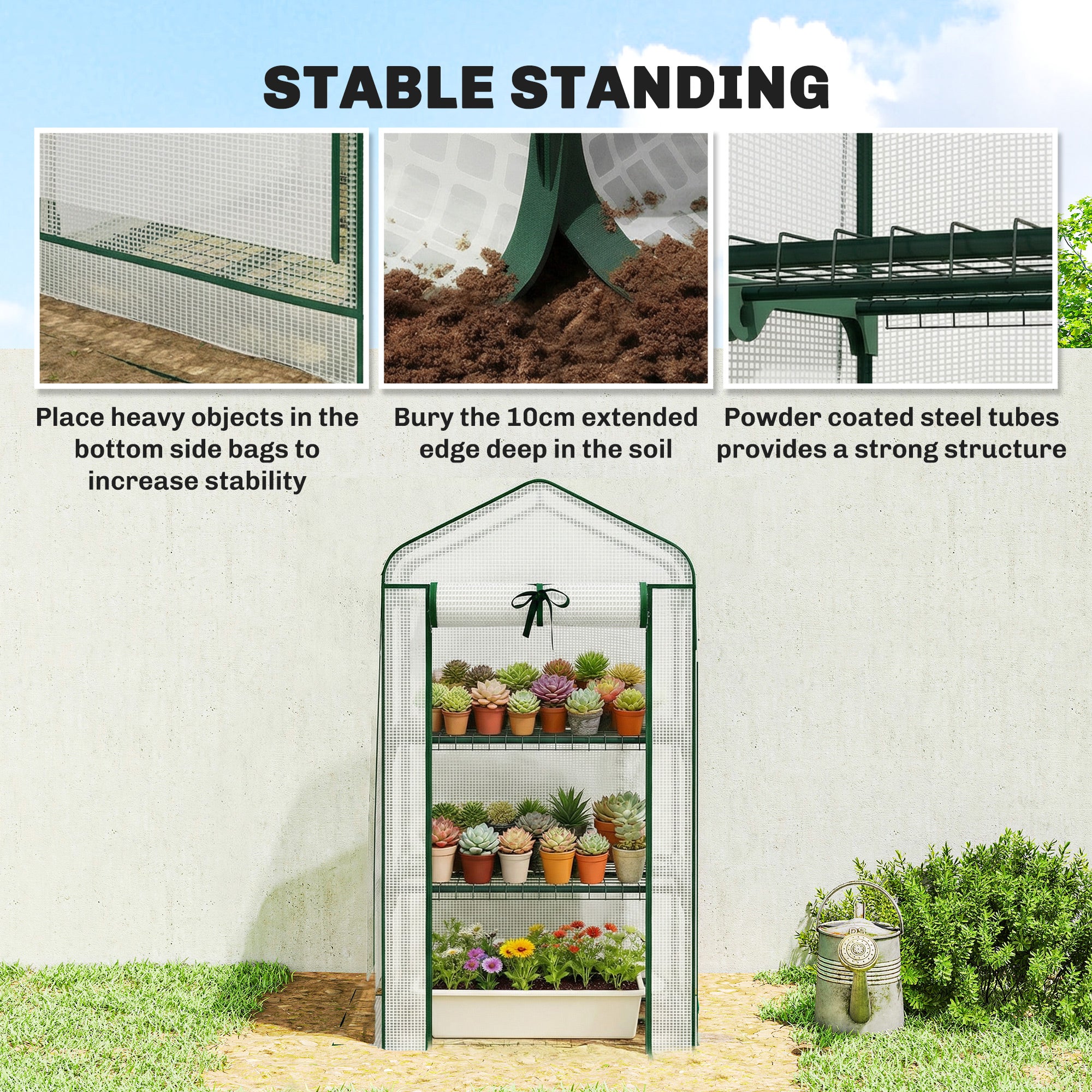 Mini Greenhouse 27.6x19.7x50 Inch Portable Roll-Up Door