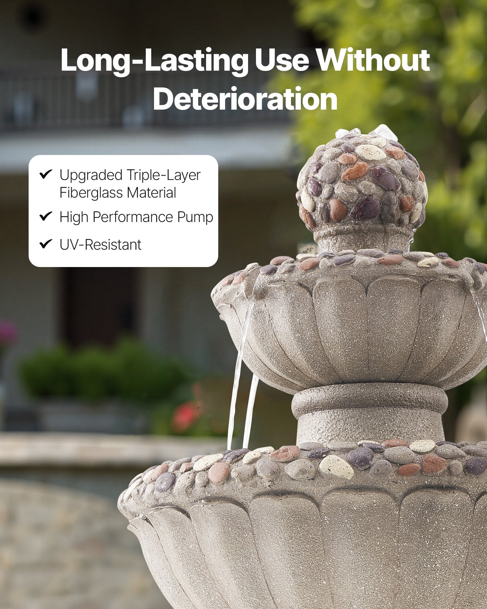 2-Tier Rock Base Water Fountain 36.5 In Height