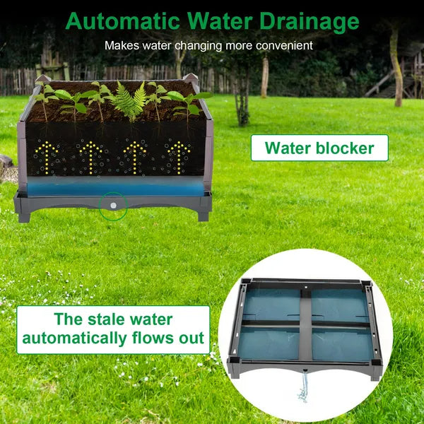 Raised Garden Bed with Self-Watering System Rectangle Planter
