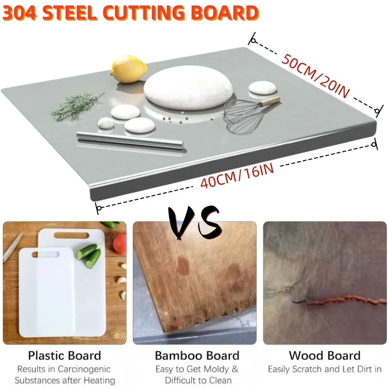 XXL 304 Stainless Steel Cutting Board Anti-Slip & Mildew-Proof No