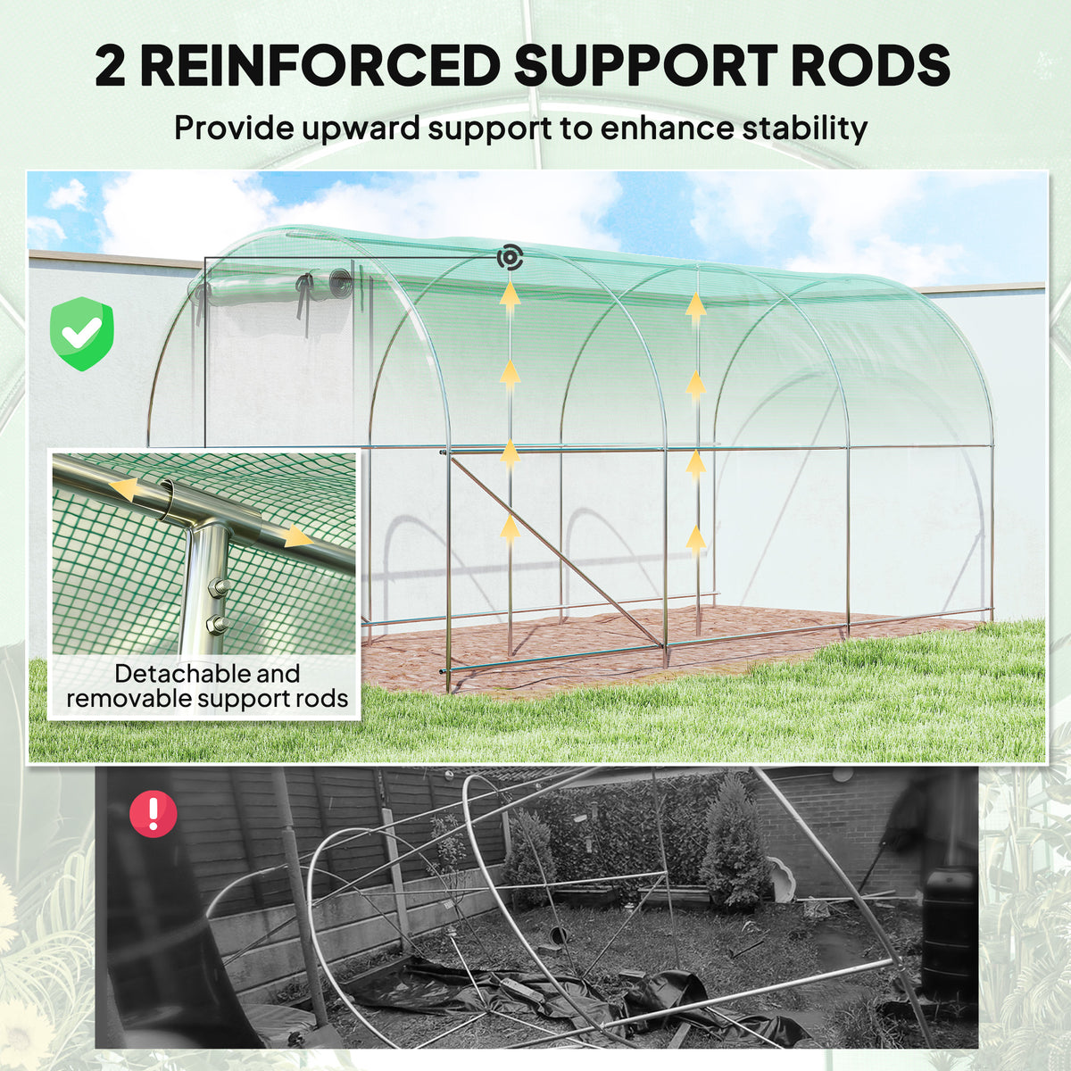 14.6x6.5x6.6 Walk-in Tunnel Greenhouse with Mesh Door