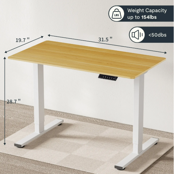 Electric Standing Desk Adjustable Height Single Piece