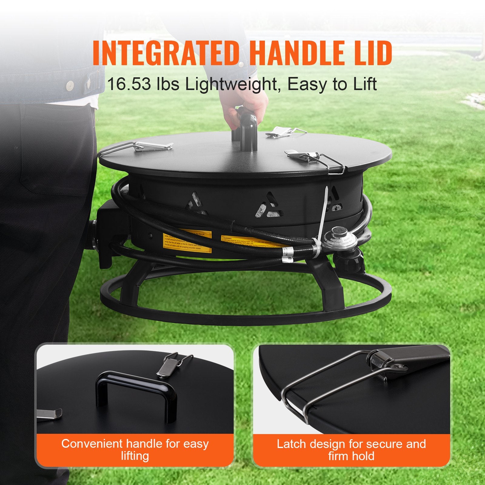 19" Portable Propane Gas Fire Pit - 58000 BTU
