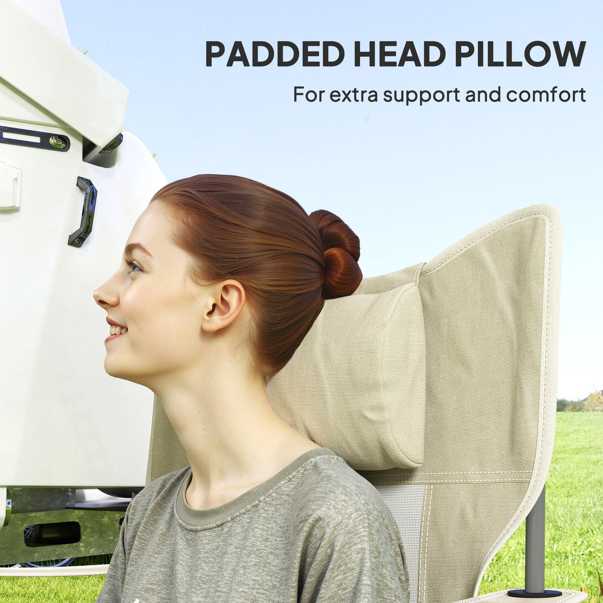 Folding Rocking Camping Chair with Headrest, 2 Pack