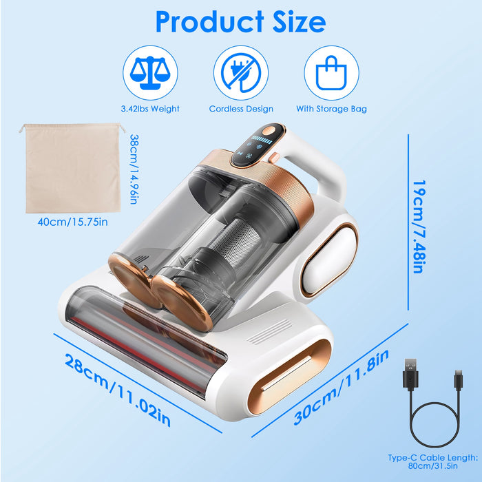 Mattress Vacuum Cleaner 16Kpa Handheld with UVC Light