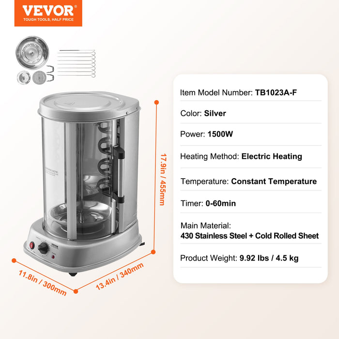 Stainless Steel Vertical Shawarma Gyro Rotisserie Grill