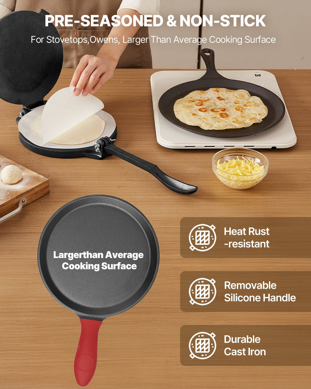 10 Inch Tortilla Press Chapati Maker Roti Dough Maker Heavy Duty Cast