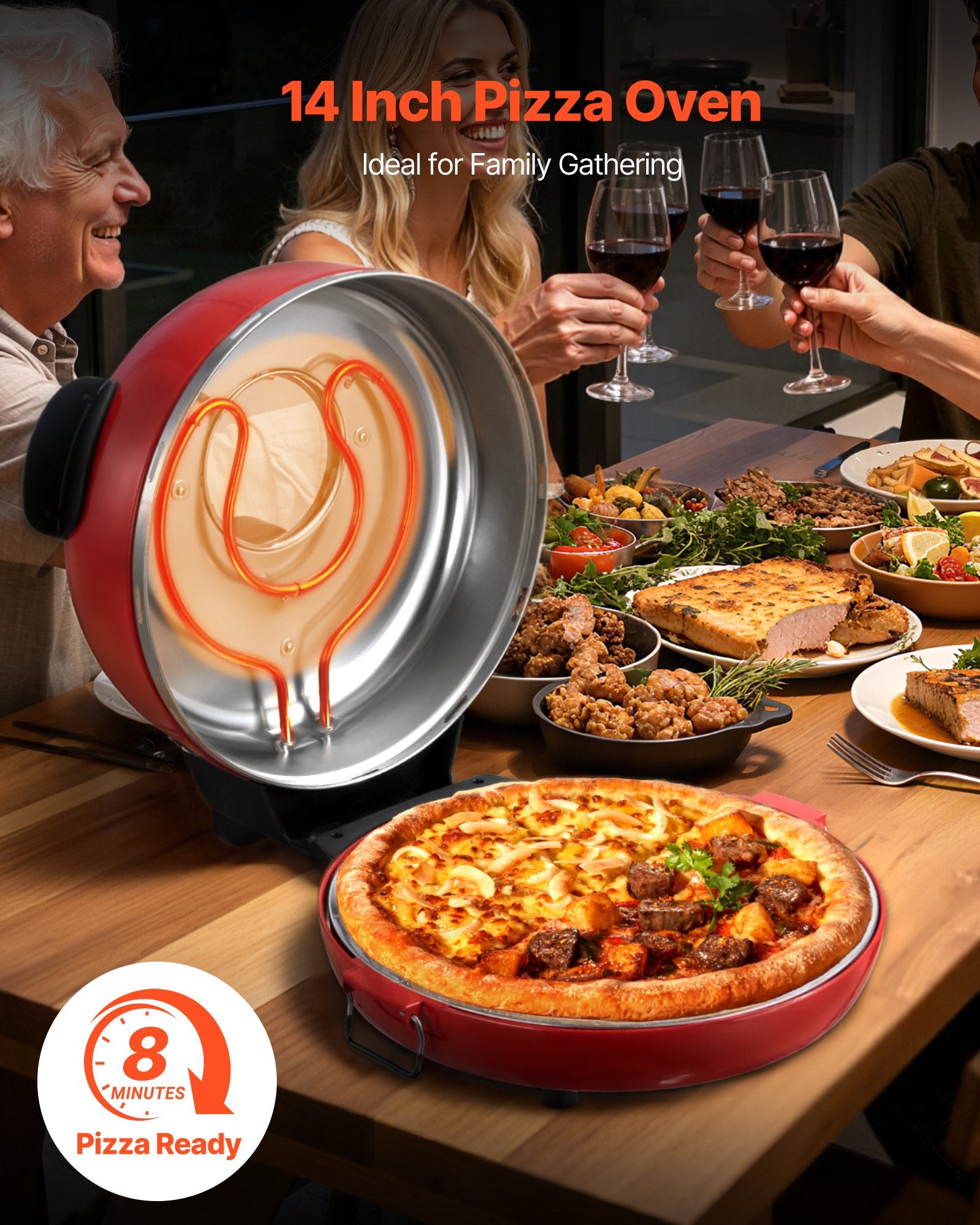 14 Inch Electric Pizza Oven with Cordierite Stone