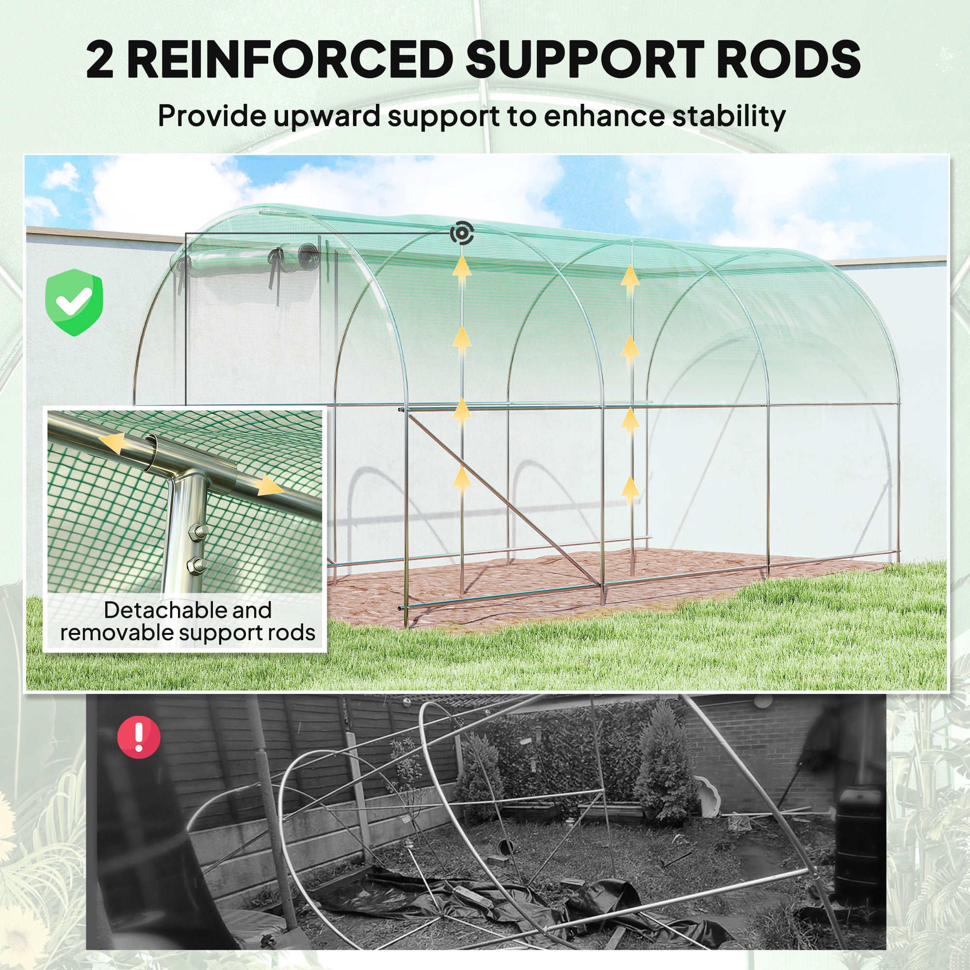 Walk-in Tunnel Greenhouse 14.6' x 6.5' x 6.6'