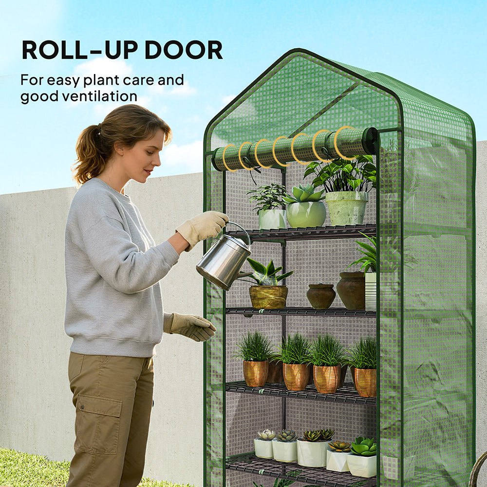 5-Tier Mini Greenhouse with Roll-Up Zippered Door