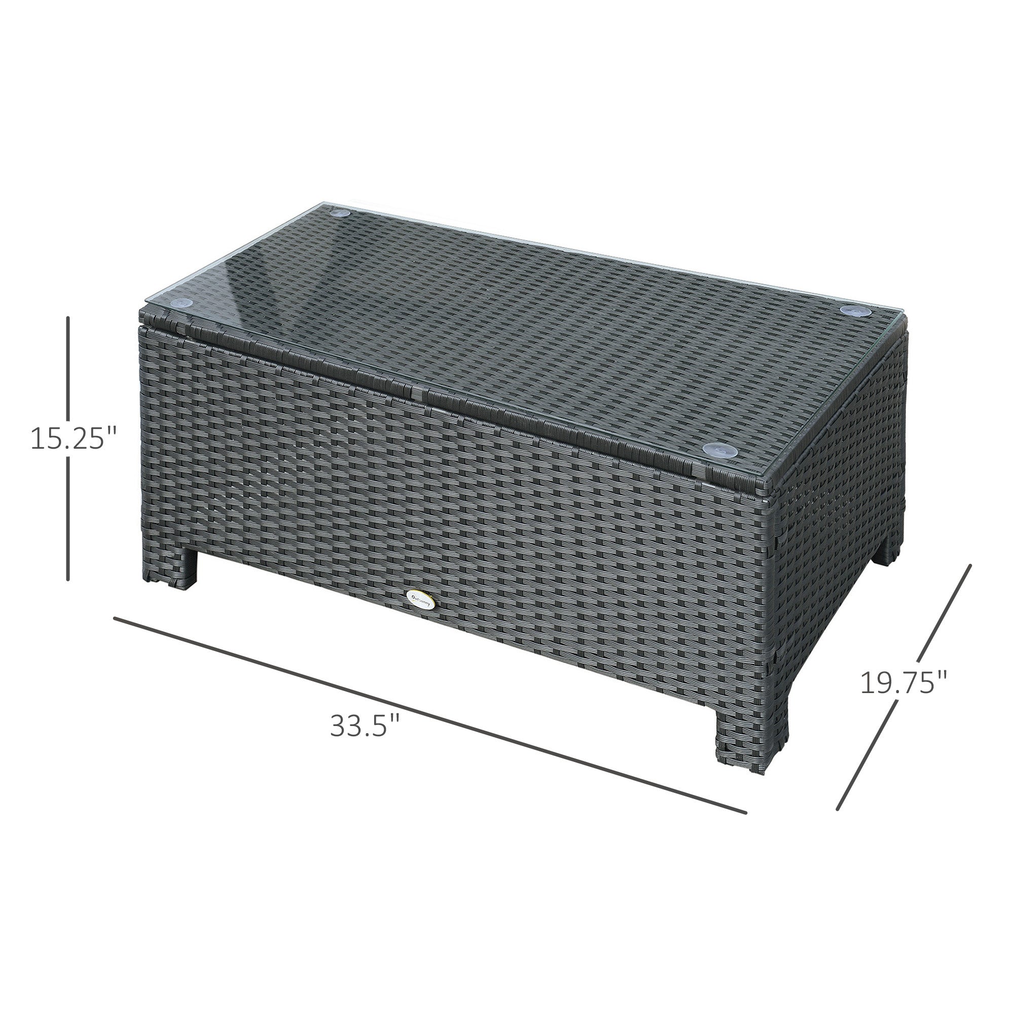 Large Hand-Woven PE Rattan Patio Coffee Table