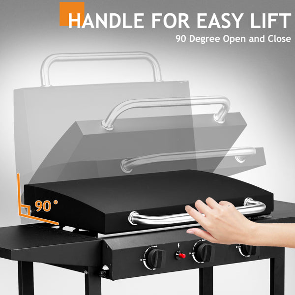 3-Burner Flat Top Gas Griddle Cooking Station With Ceramic Coated