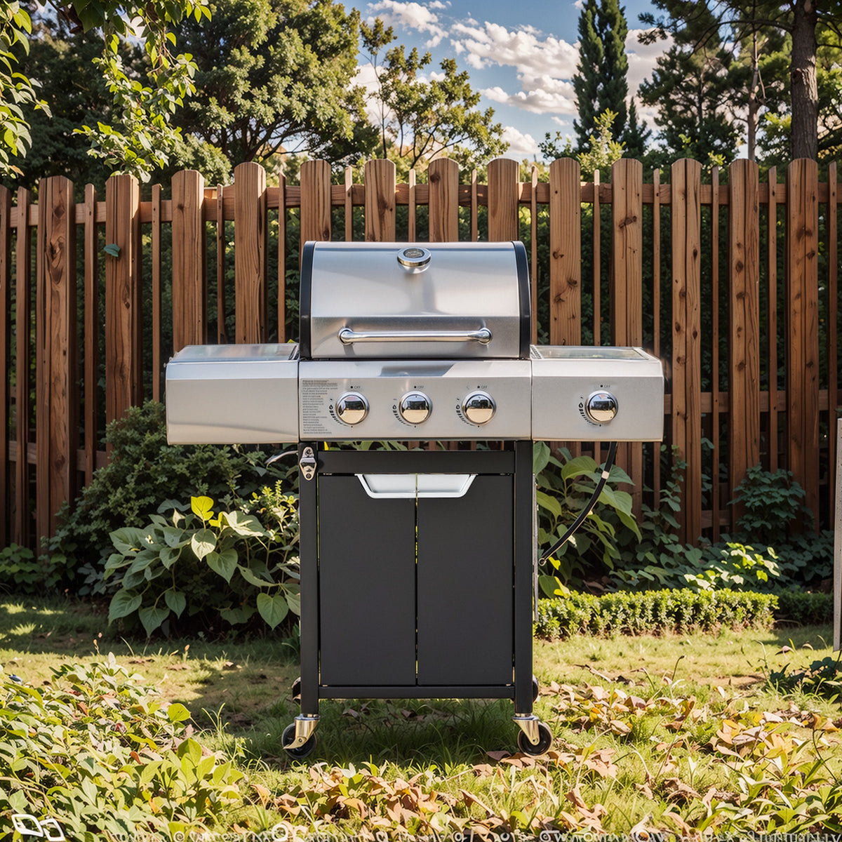 3-Burner Propane Gas Grill With Side Burner