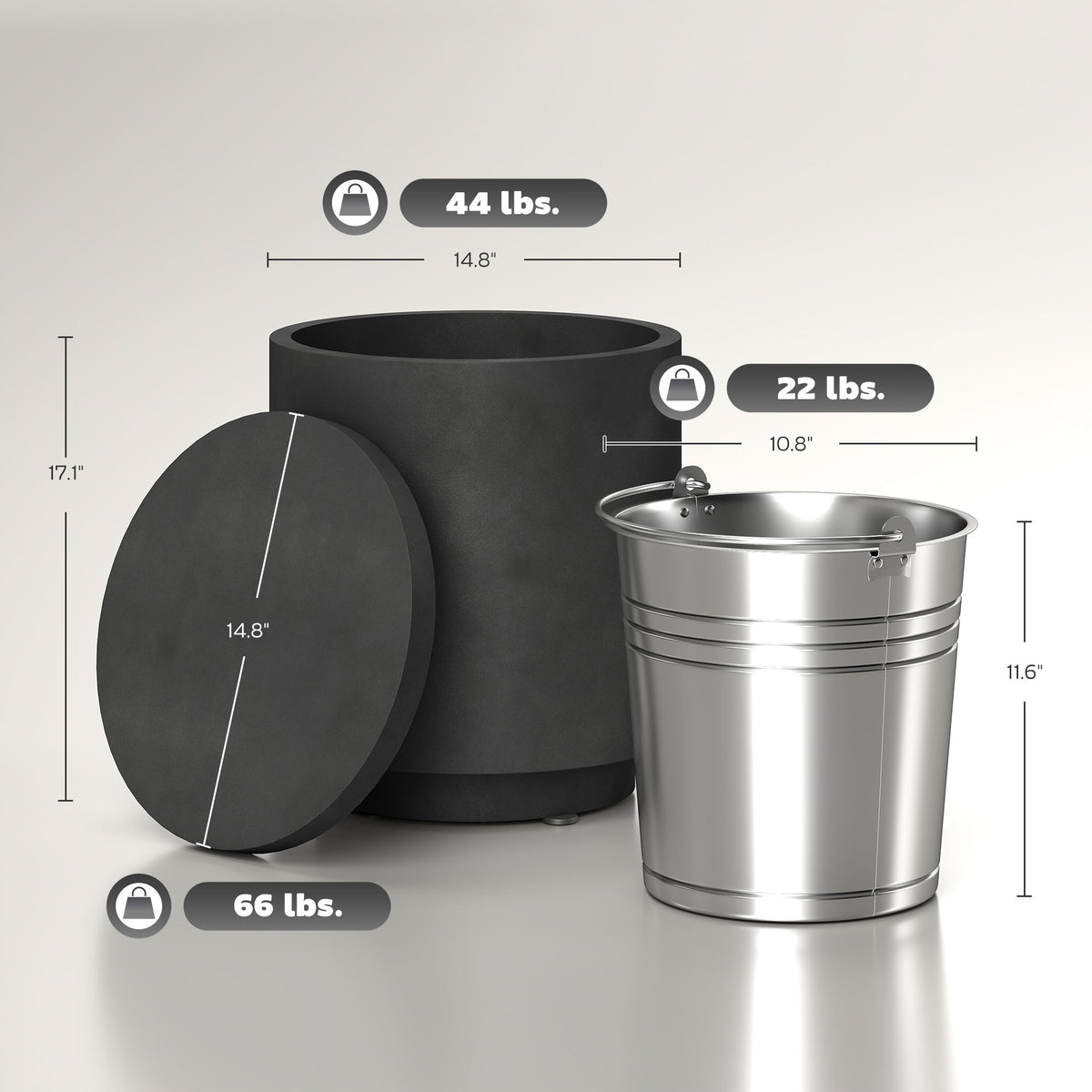 2.6 Gal Concrete Cooler Bar Table with Ice Bucket