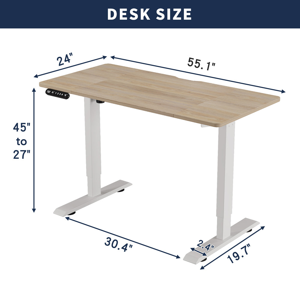 Electric Standing Desk Height Adjustable 55 Inch