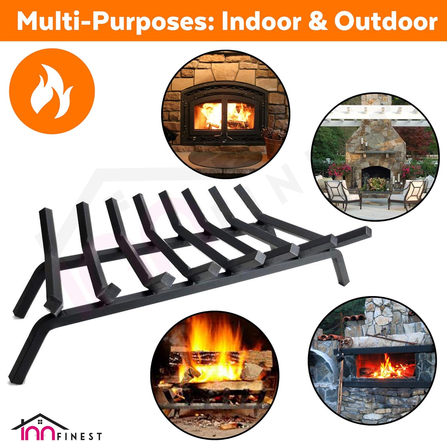 33" Cast Iron Fireplace Log Grate Holder