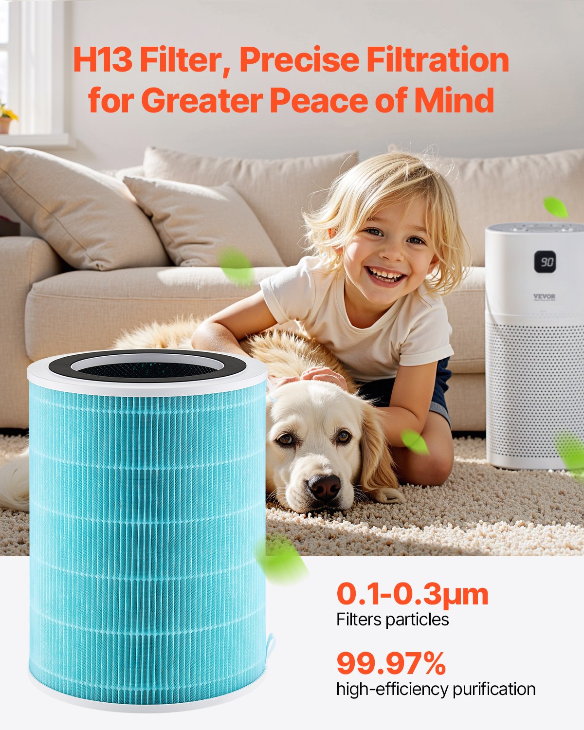 H13 Cylindrical Air Purifier Replacement Filter 3-in-1