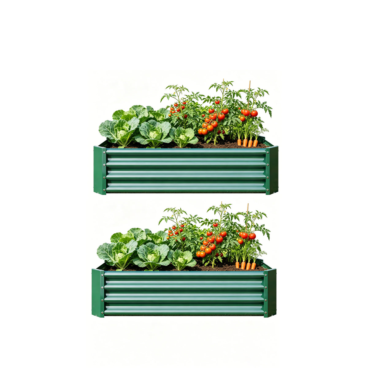 2PCS Green 4×2×1ft Metal Raised Garden Bed